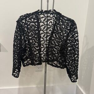 Onyx Nite Black Crochet Openwork Shrug